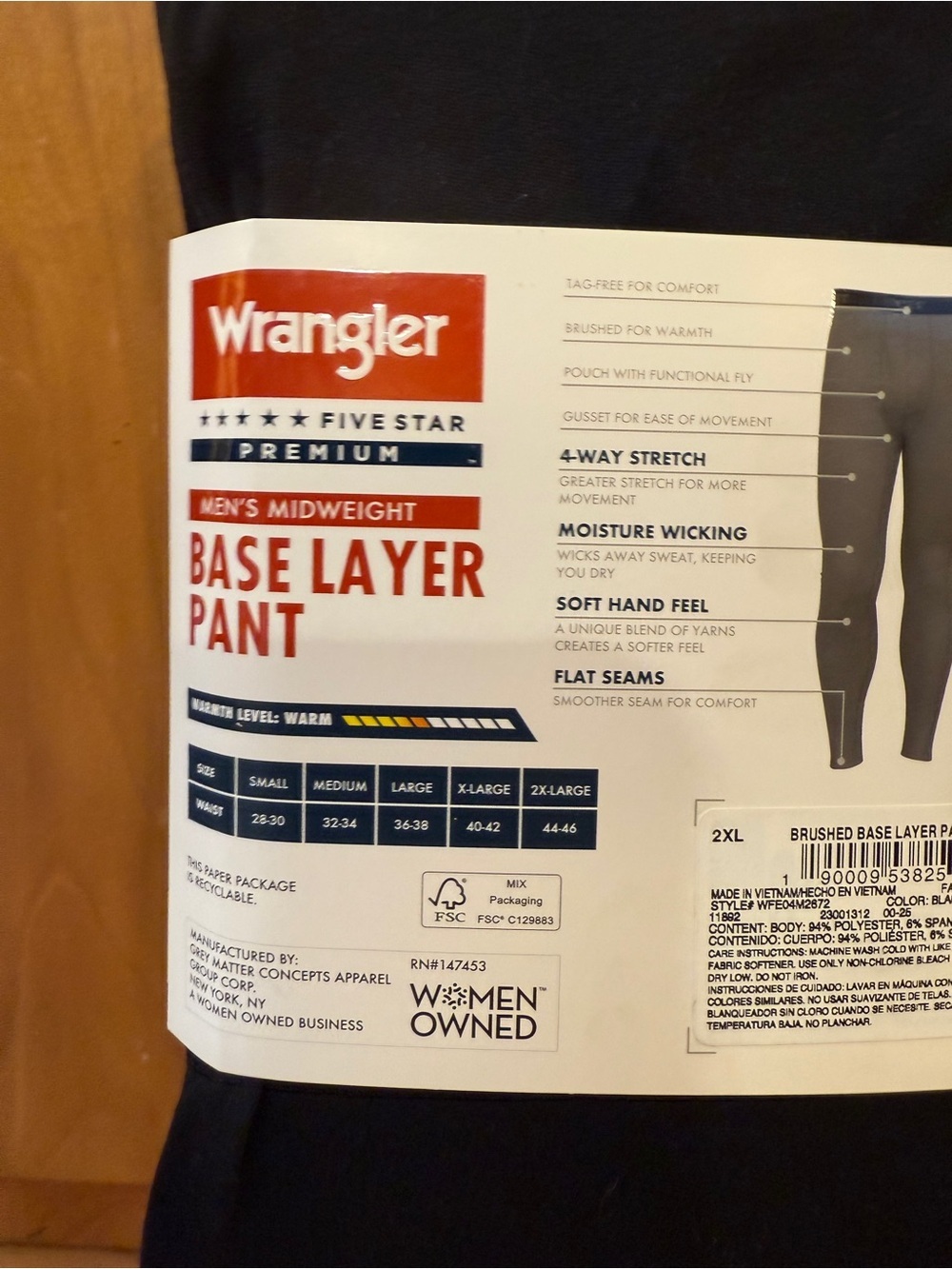 Wrangler Men’s Base Layer Pant - Black